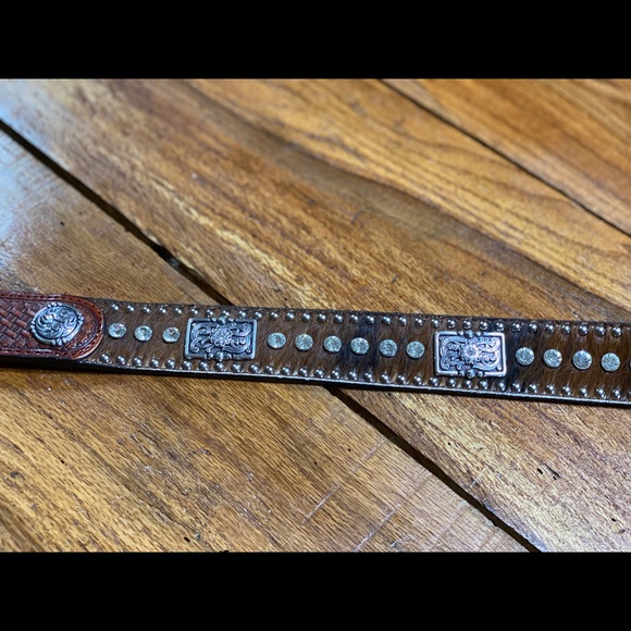 Men’s Nocona clear rhinestone dark cowhide belt. - Picture 6 of 6
